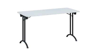 SLA 140 lak skládací jednací stůl 1394x600, deska 25 mm, podnož černý lak, deska bílá